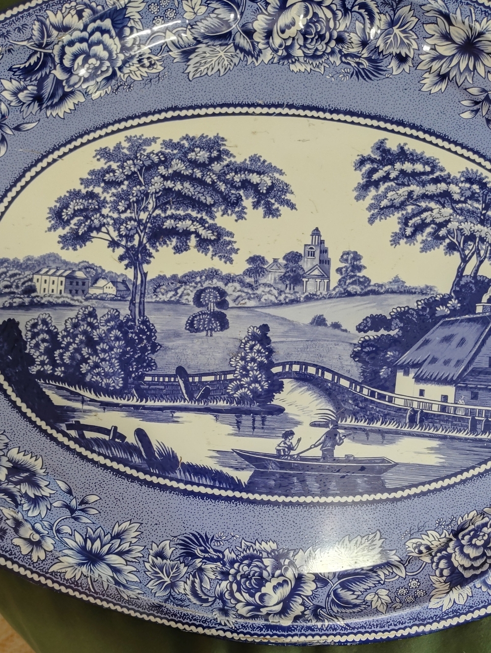 daher Decorated Ware Blue And White Metal Oval Serving Tray - Picture 2 of 7